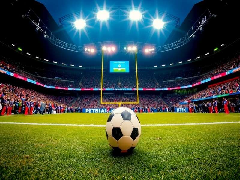 Football players during kick off in a stadium