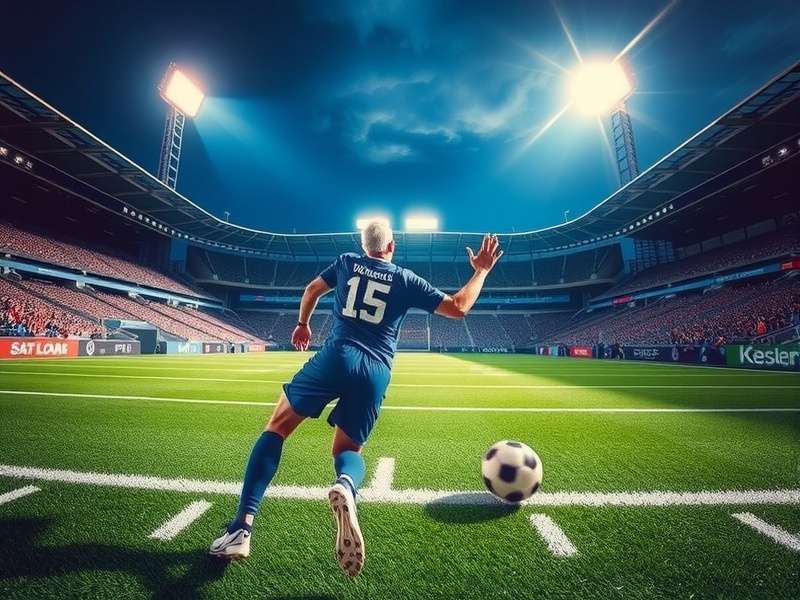 Football match kick off on television screen