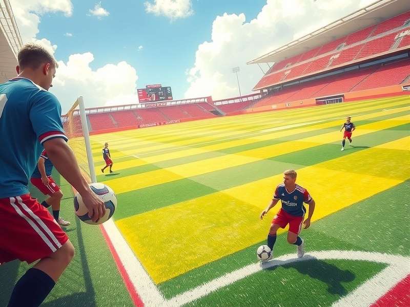 Football kick off moment with players in action