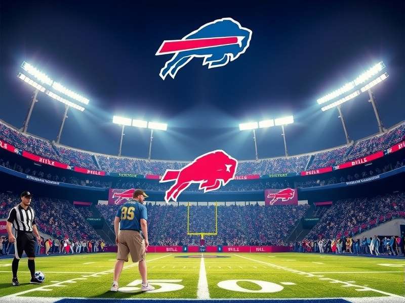 Buffalo Bills players huddle before a night game