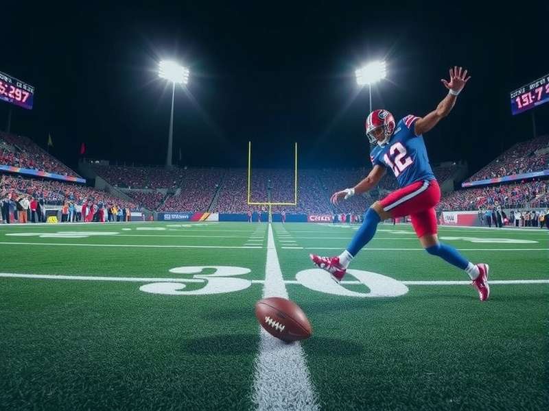 NFL kickoff formation showing players lining up for the kick