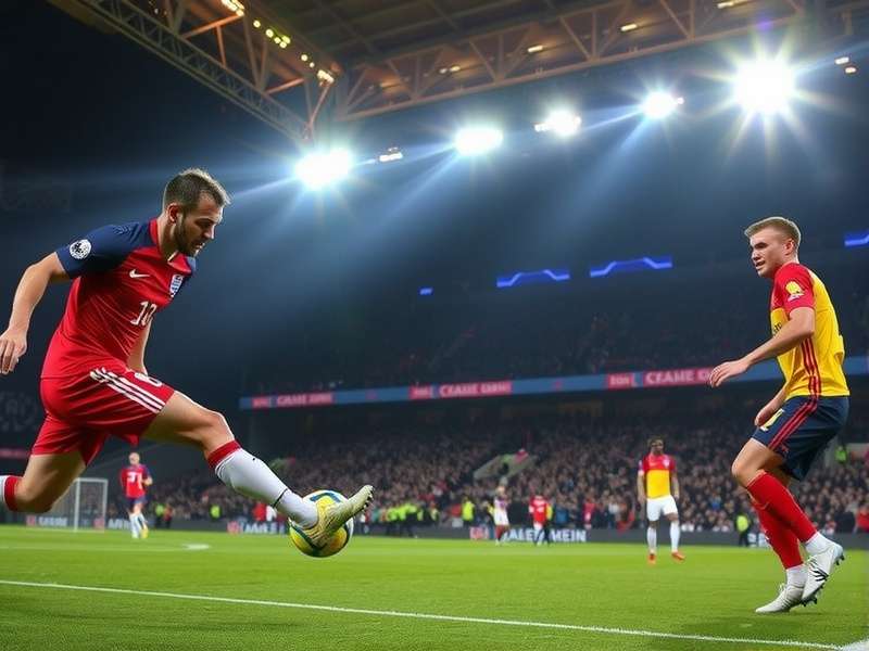 England vs Spain football teams lining up before kick off at Wembley Stadium