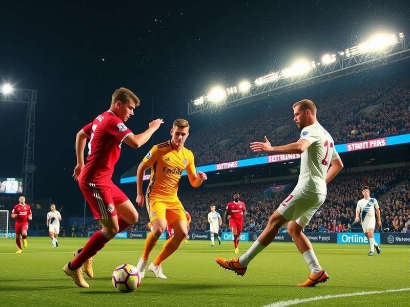 Global football stadium with clock showing kick off times