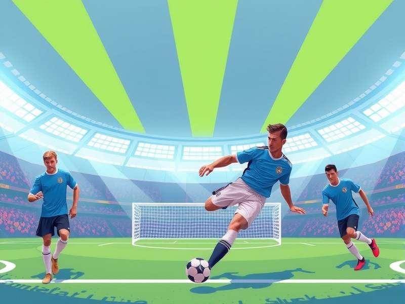 E Kick Off gameplay screen showing a detailed digital football match in progress