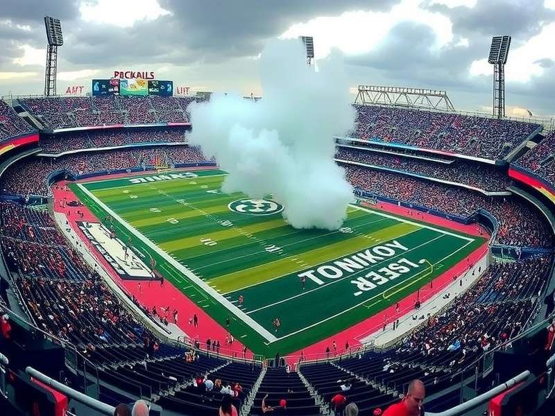 Football kick off moment showing a player kicking the ball at the start of a match