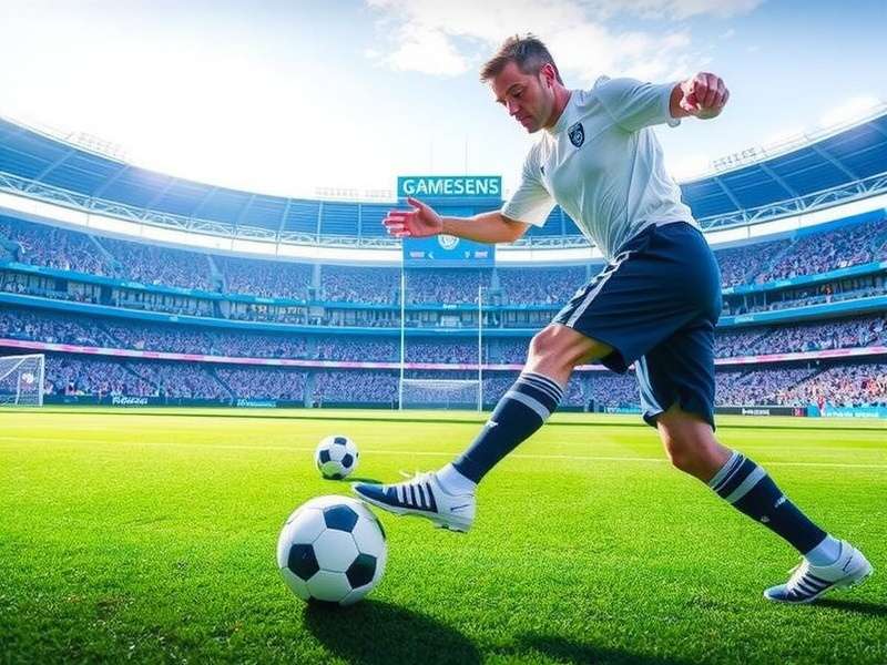 Dynamic football kickoff moment with players in action