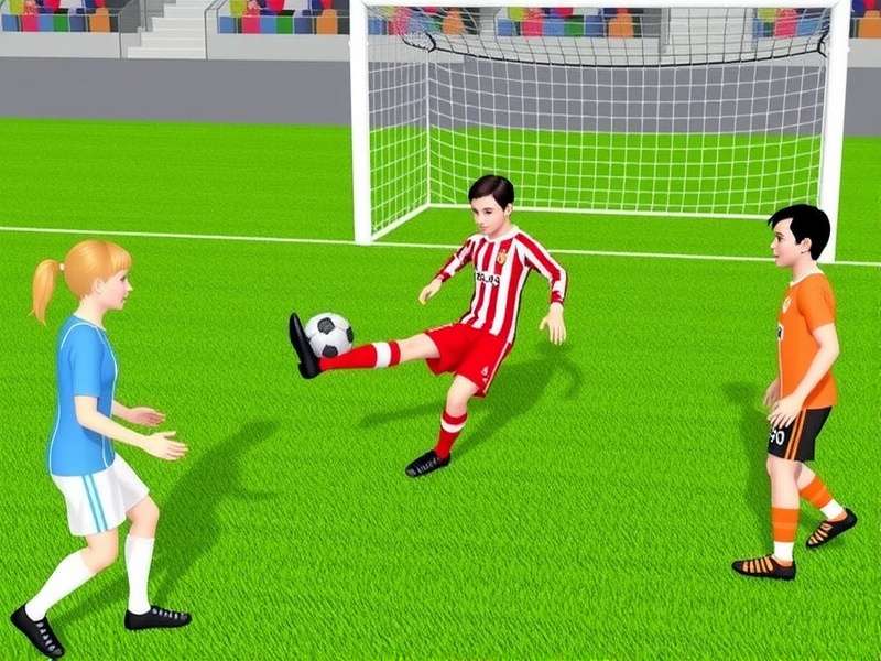 Dynamic football kickoff moment with players in action