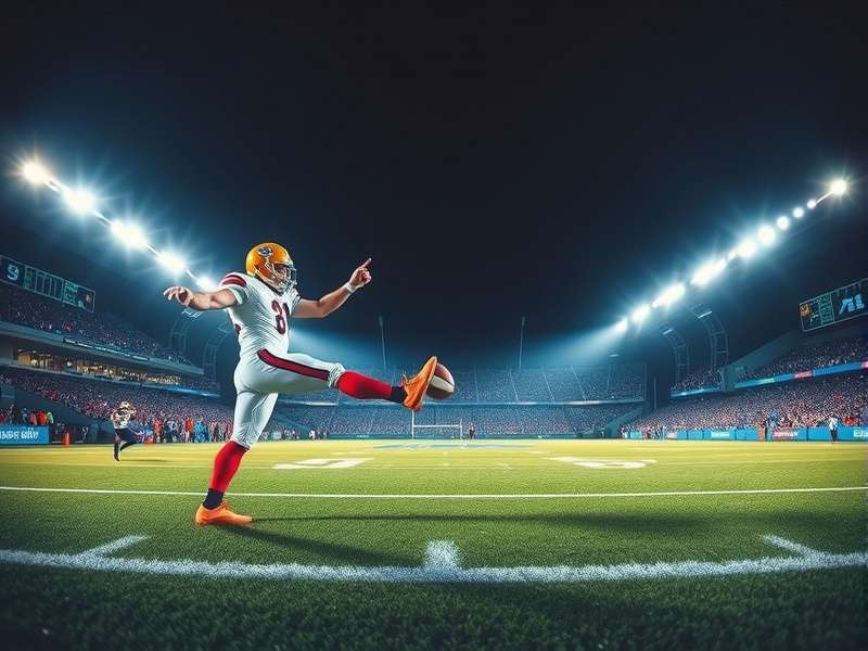 Football kickoff moment with players in action