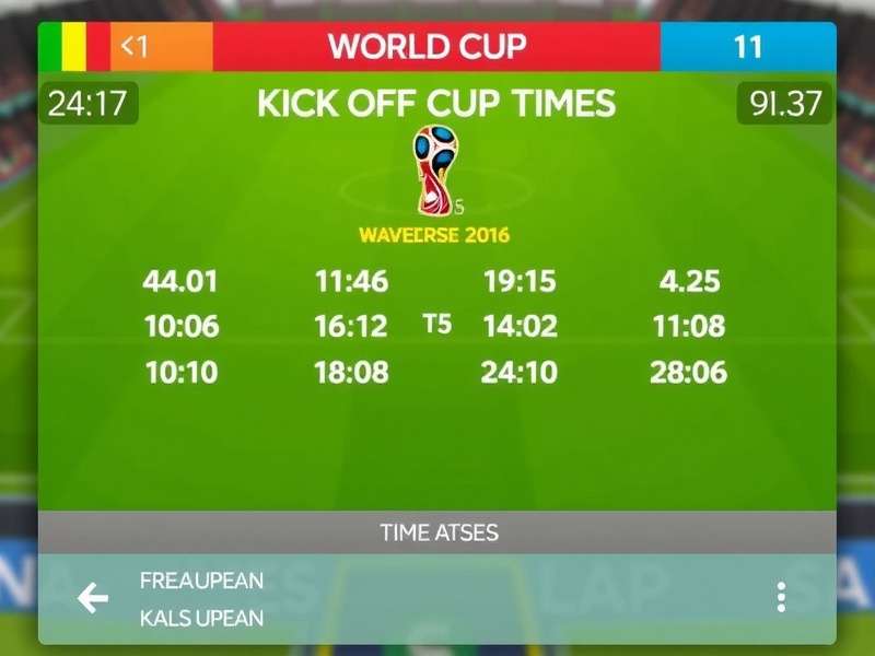 Global map displaying World Cup match kick-off times across different continents