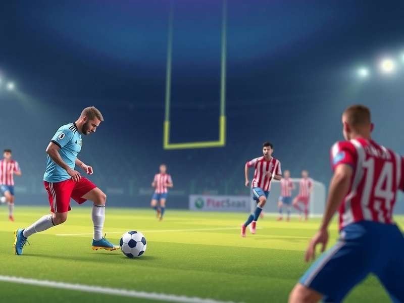 Football kick off moment with players in action