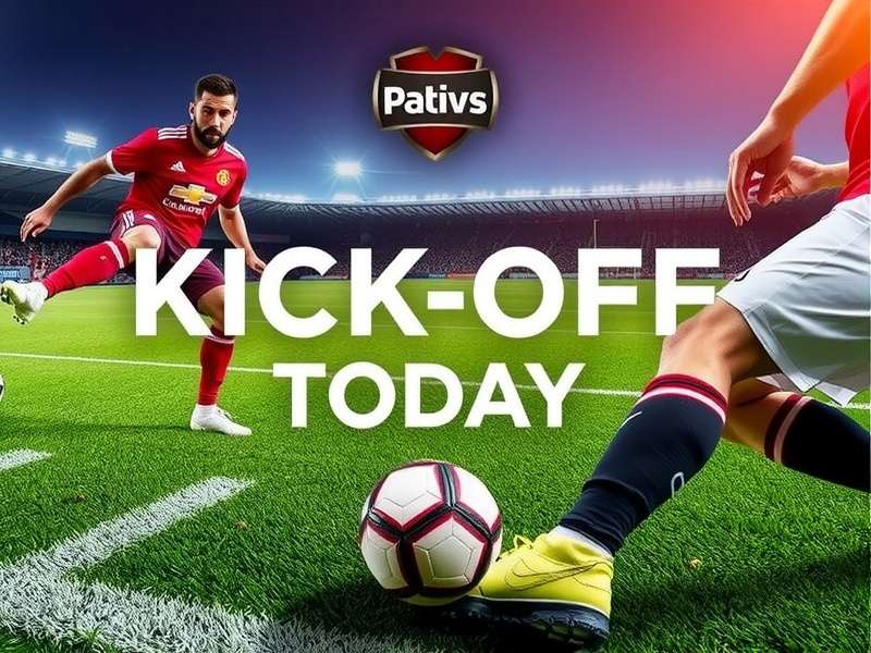 Football players during a kick off in a packed stadium