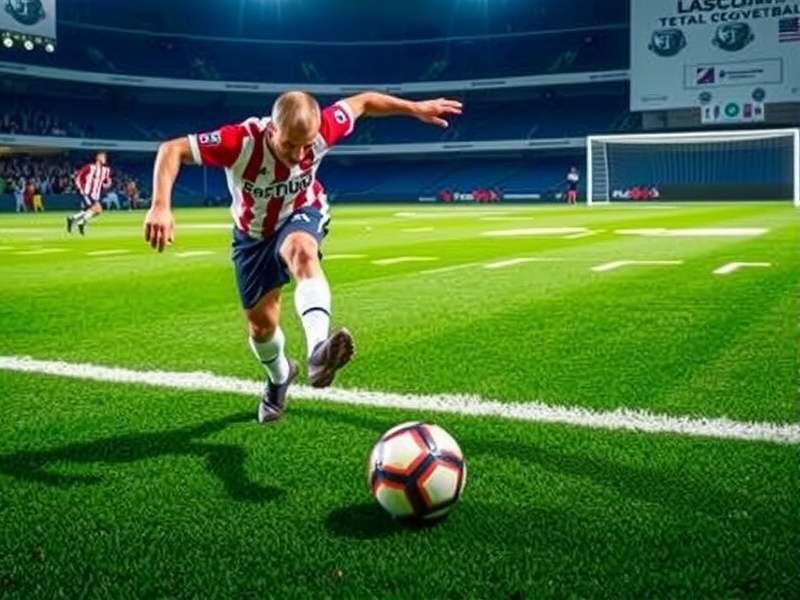 Football kick off moment at a stadium with players ready and crowd roaring