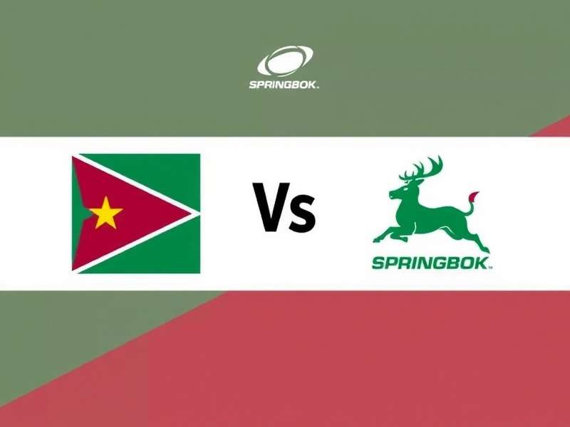 Springbok rugby team preparing for kick off at stadium with fans cheering