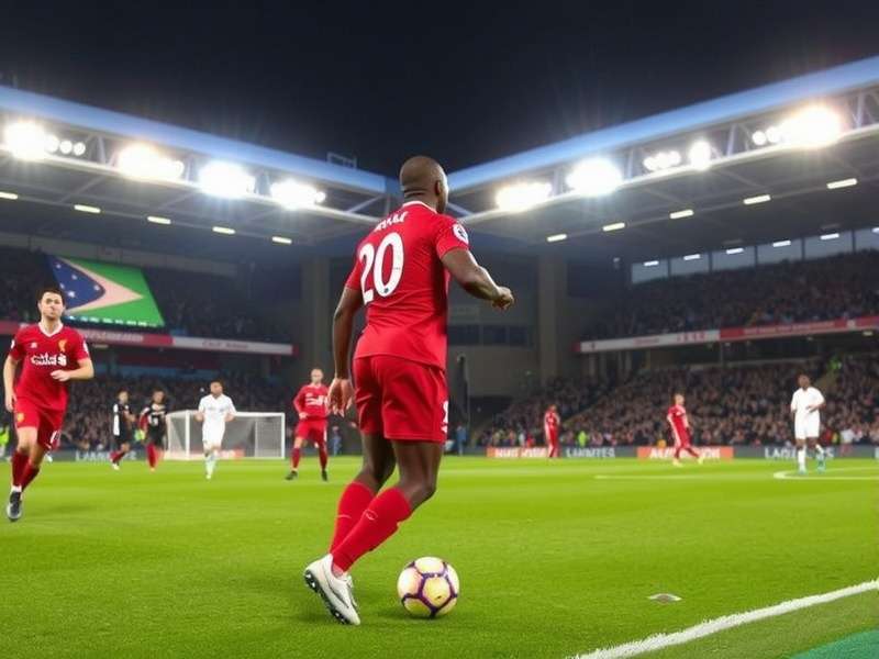 Anfield stadium during a Liverpool match with kick off time displayed on the big screen